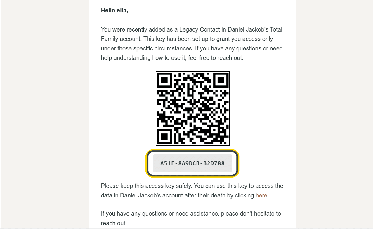 The access key email