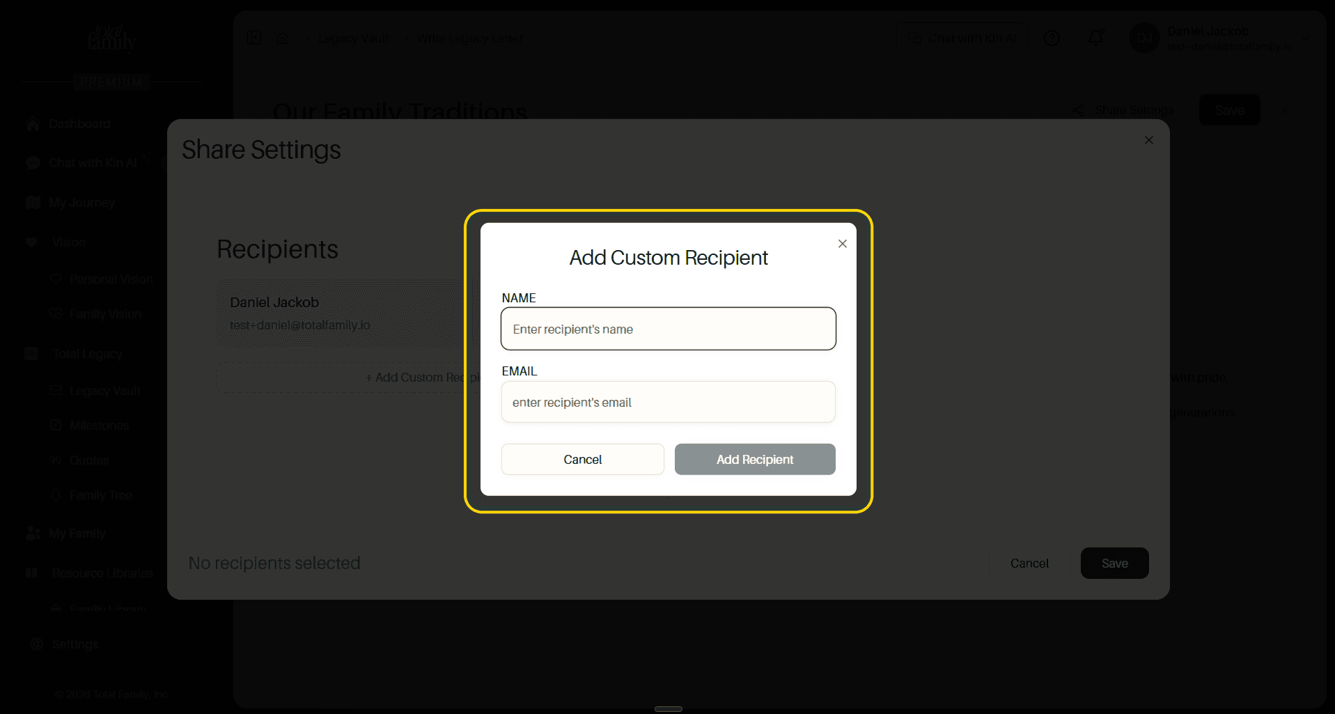 The Add Custom Recipient dialog