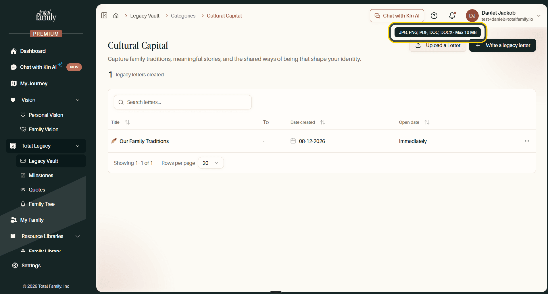 A category page listing one letter