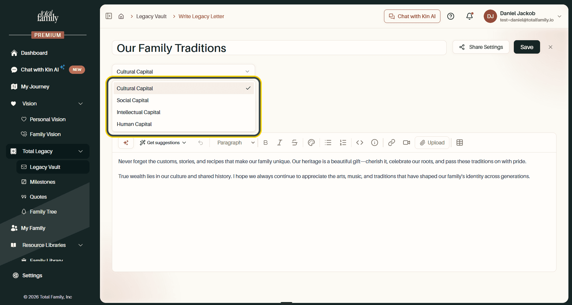 The category dropdown open, showing the four options