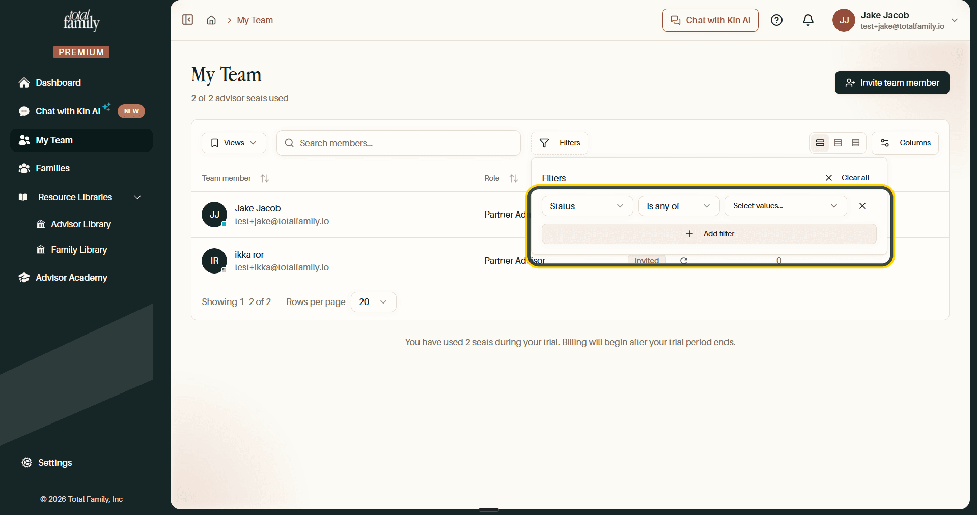 The Filters panel, with the filter builder highlighted