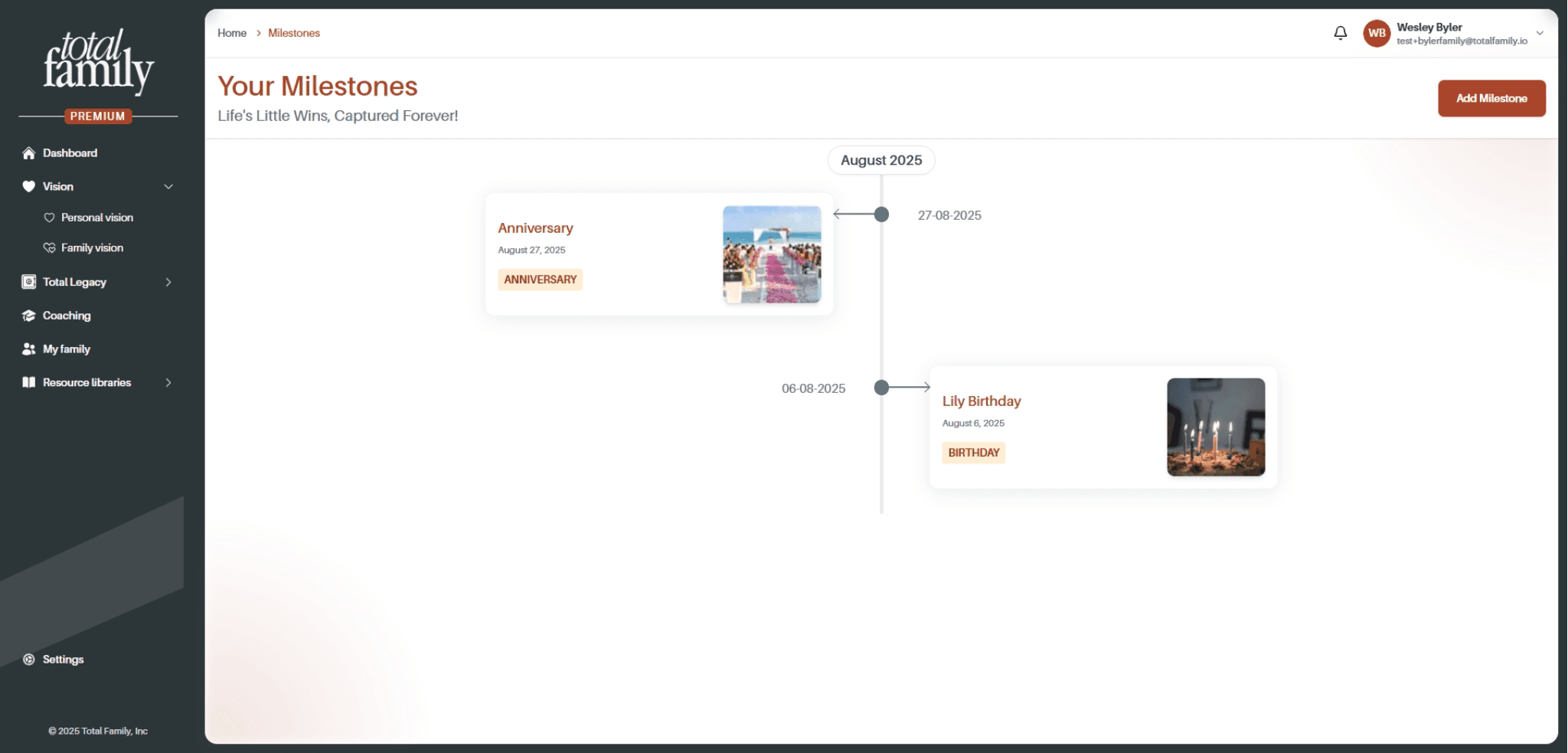 Timeline view