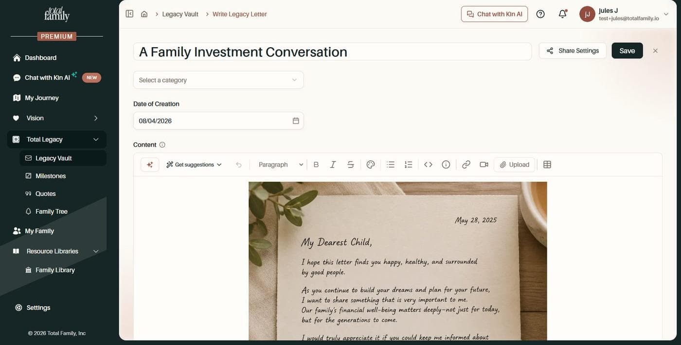 An uploaded document sitting inside the letter