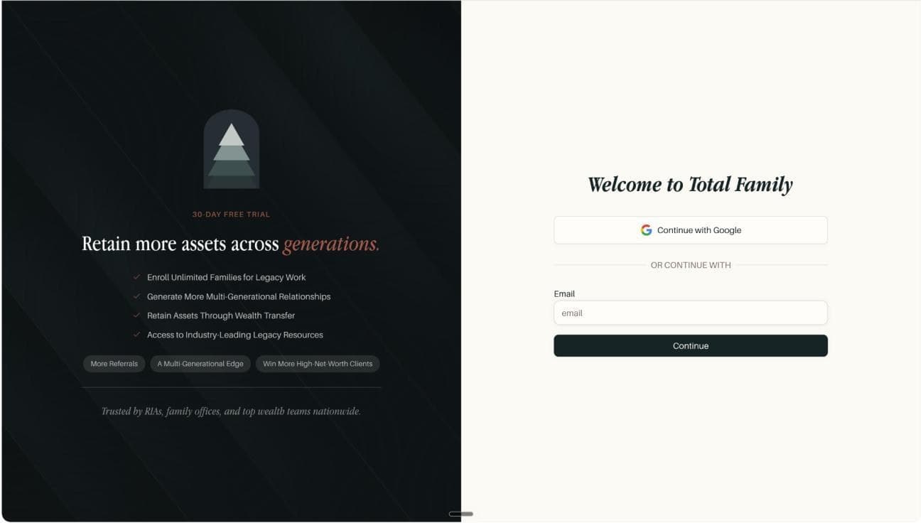 The advisor free trial sign-in panel