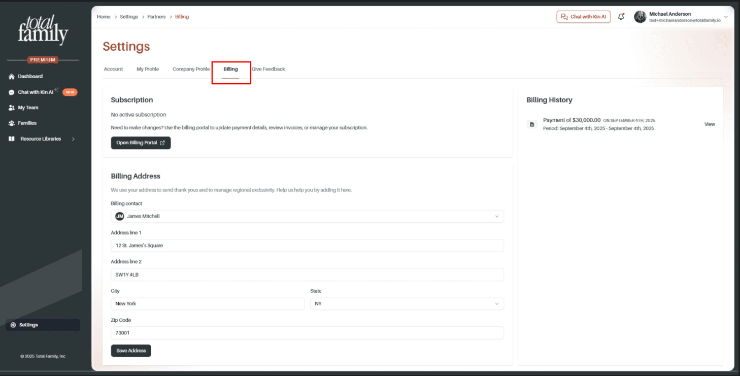 Billing Tab