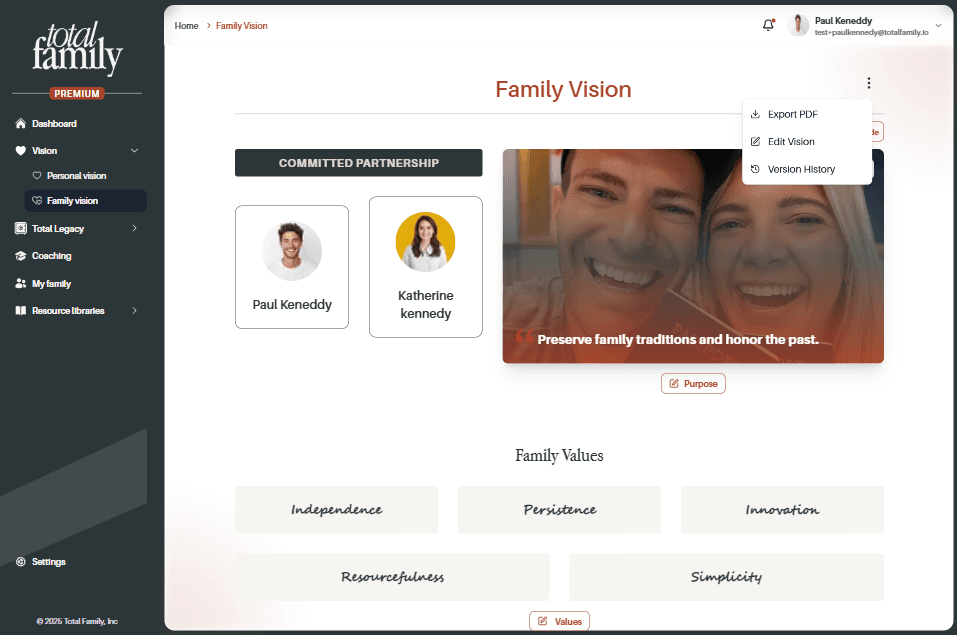 Family Vision Edit Mode