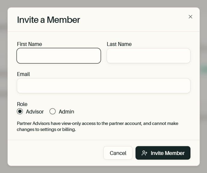 A cleanly reset invitation form
