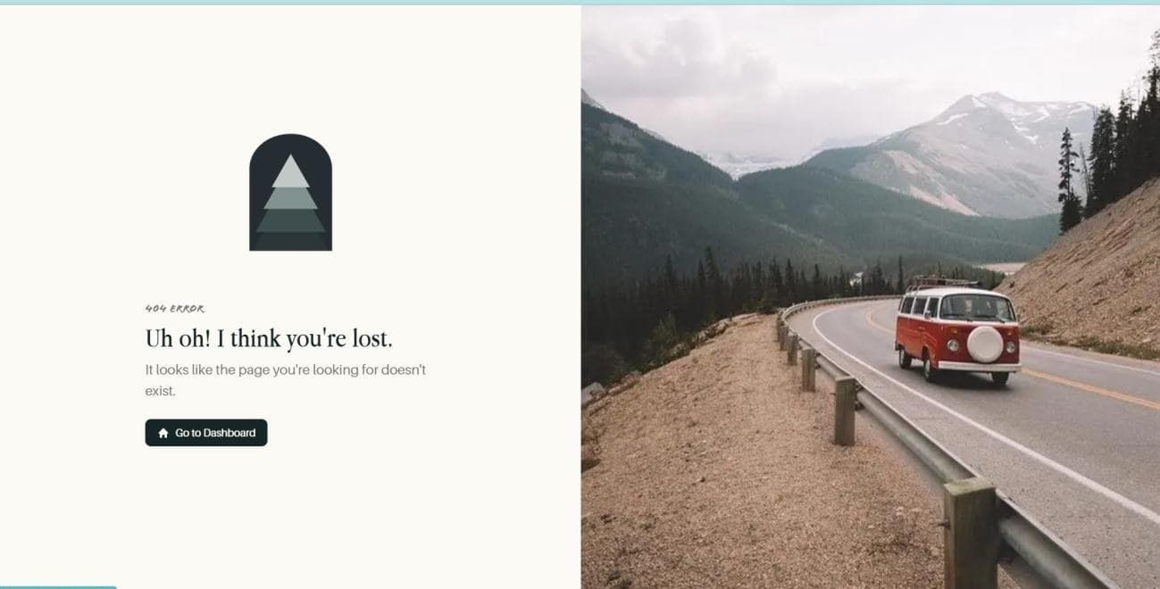 The not-found page, with Go to Dashboard